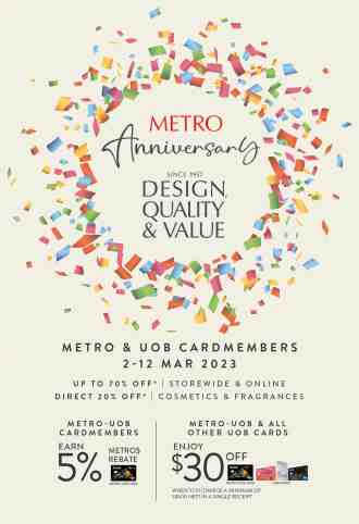 UOB Cards Metro 66th Anniversary Sale Promotion (2 Mar 2023 - 12 Mar 2023)
