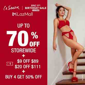 La Senza Lazada EPIC 11th Birthday Sale Up To 70% OFF (3 Mar 2023 - 13 Mar 2023)