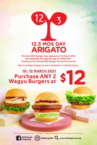 MOS Burger MOS Day Promotion 2 Wagyu Burgers @ $12 (10 Mar 2021 - 12 Mar 2021)