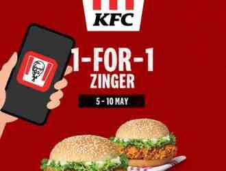 KFC 1-For-1 Zinger Promotion (5 May 2023 - 10 May 2023)