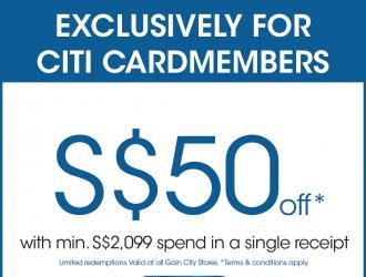 Gain City $50 OFF Promotion pay with Citi Cards (1 Jan 0001 - 31 May 2023)