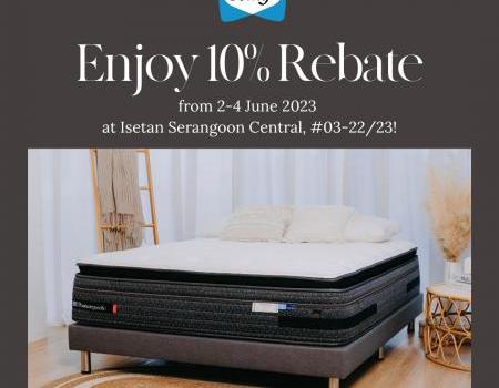 ISETAN Serangoon Central Sealy 10% Rebate Promotion (2 Jun 2023 - 4 Jun 2023)