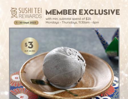 Sushi Tei Members September Promotion $3 Black Sesame Ice Cream (1 Sep 2023 - 30 Sep 2023)