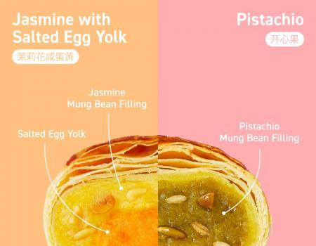 BreadTalk Mid-Autumn Jasmine with Salted Egg Yolk Mooncake & Pistachio Mooncake