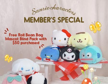 Sanrio Store FREE Roll Bean Bag Mascot Blind Pack for Sanrio Members Promotion (23 Sep 2023 onwards)