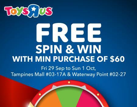 Toys R Us Tampines Mall FREE Spin & Win Promotion (29 Sep 2023 - 1 Oct 2023)