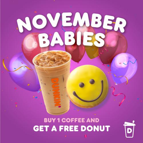 Dunkin' November Babies Get a FREE Donut Promotion