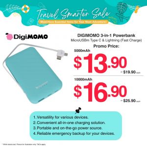 Japan Home Digimomo 3-in-1 Power Bank from $13.90 Promotion