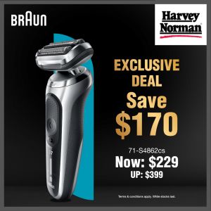 Harvey Norman Braun Electric Shaver at $229 Promotion