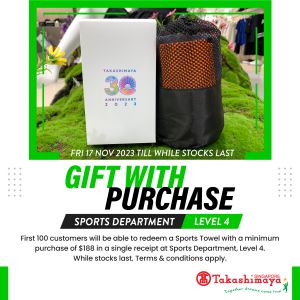 Takashimaya FREE Sports Towel Promotion from 17 Nov 2023 onwards
