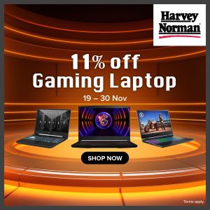 Harvey Norman 11% OFF Gaming Laptop Promotion from 19 Nov 2023 until 30 Nov 2023