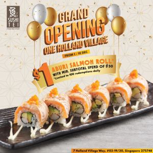 Sushi Tei One Holland Village Opening Promotion:  Aburi Salmon Roll for $1, 1-for-1 Coke Float & More