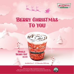 Krispy Kreme Limited-Edition Jingle Berry Oat at $5.90 (1 Dec 2023 - 31 Dec 2023)
