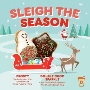 Dunkin' Christmas Frosty Donut & Double Choc Sparkle Donut