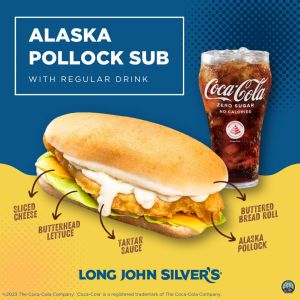 Long John Silver's Alaska Pollock Sub with Regular Drink