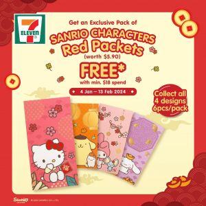 7-Eleven FREE Sanrio Characters CNY Red Packet Promotion (4 Jan 2024 - 13 Feb 2024)