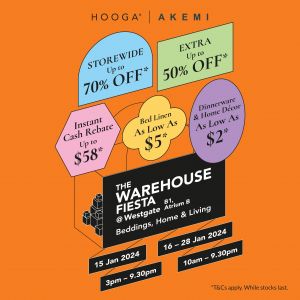 HOOGA The Warehouse Fiesta Up To 70% OFF from 15 Jan 2024 until 28 Jan 2024