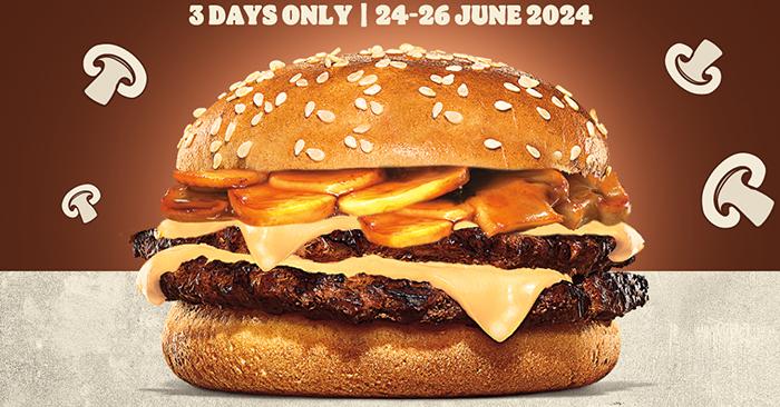 Burger King 50% OFF Double Mushroom Swiss Promotion (24 Jun 2024 - 26 Jun 2024)