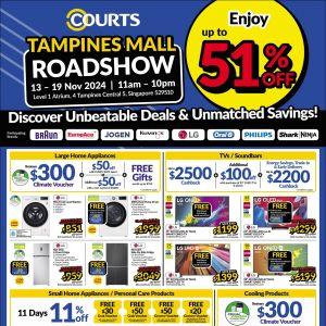 COURTS Roadshow Sale at Tampines Mall (13-19 Nov 2024) - Up to 51% OFF!