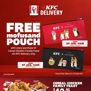 KFC x Mofusand Exclusive: Free Pouch with Cereal Chicken Family Feast Delivery