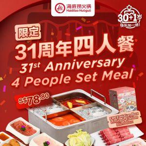 Haidilao 31st Anniversary 4 People Set Meal – Special Promotion from 1 to 31 Mar 2025