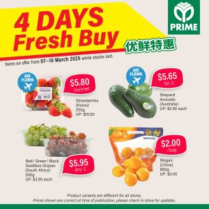 Prime Supermarket 4 Days Fresh Buy Promotion (7-10 Mar 2025) – Best Grocery Deals