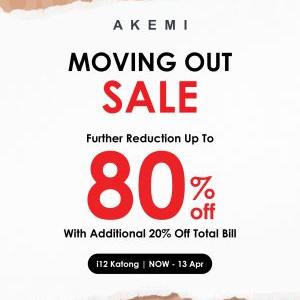 AKEMI Moving Out Sale at i12 Katong – Massive 80% Discount Plus Extra 20% Off (Ends 16 Apr 2025)