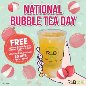 R&B Tea Singapore: FREE Lychee Fruit Tea on National Bubble Tea Day (30 April 2025)!
