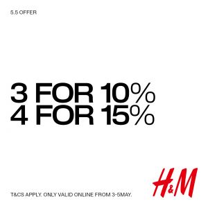 H&M Singapore 5.5 Sale: Get Up to 15% OFF Online (3-5 May 2025)!
