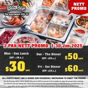 GoroGoro Singapore: 2 Pax Nett Hotpot Buffet Promotion (1-30 June 2025)