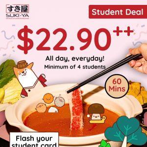 Suki-Ya Singapore: Student Deal - $22.90++ Hotpot Buffet All Day, Everyday!