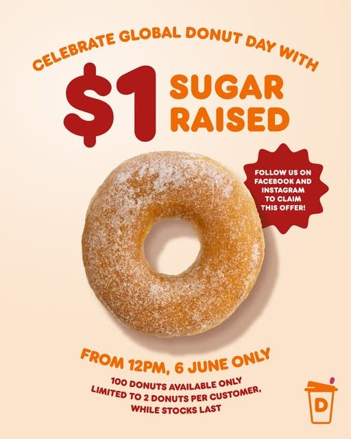 Dunkin' Singapore: Celebrate Global Donut Day with $1 Sugar Raised ...