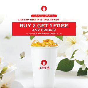 LiHO TEA Seletar Mall Opening Promotion - Buy 2 Get 1 FREE Any Drinks (27-29 Jun 2025)