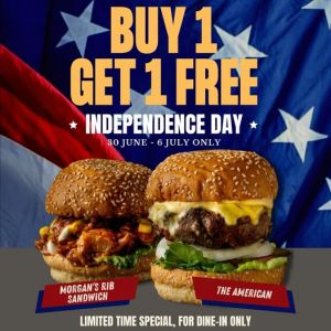 Morganfield’s 1-For-1 Burger Feast Independence Day Promotion (30 June – 6 July 2025) – Dine-In Special at Suntec City