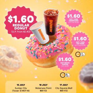 Dunkin’ $1.60 Donut & Drink Promotion at Selected Stores (15–17 July 2025)