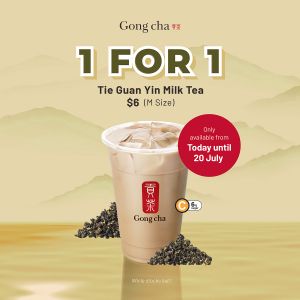 Gong Cha 1 For 1 Milk Tea Promotion: Tie Guan Yin & Cherry Blossom Milk Tea (Until 20 July 2025)