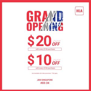 HLA JEM Opening Promotion – $20 OFF with $150 Spend, $10 OFF with $100 Spend (26-27 July 2025)