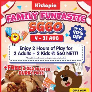 Kiztopia SG60 Promotion - Family Funtastic 2 Adults + 2 Kids for $60 (4-31 August 2025)