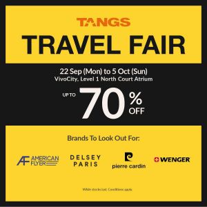 TANGS Travel Fair Sale Singapore: Up to 70% Off Luggage (22 Sep – 5 Oct 2025)