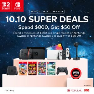 POPULAR Nintendo 10.10 Sale: Spend $800 Get $50 Off (Now Till 18 October 2025)