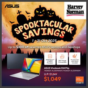 Harvey Norman ASUS Spooktacular Savings: Up to $900 Off Laptops & Desktops (1–31 Oct 2025)
