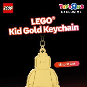 Toys R Us Free LEGO Kid Gold Keychain Promotion: Collectible Gift with $90 Spend (18–31 Oct 2025)