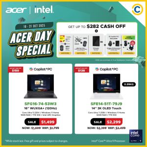 COURTS Acer Day Special: Up to $282 Cash Off Laptops (10–21 Oct 2025)
