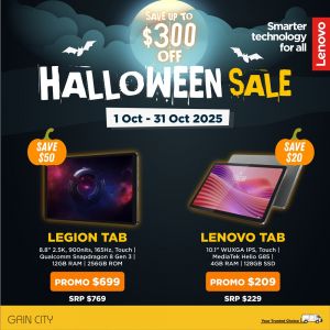 Gain City Lenovo Halloween Sale: Up to $300 Off Laptops & Tablets (1–31 Oct 2025)