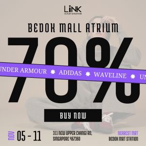 LiNK Atrium Sale Bedok Mall: Up to 70% Off Adidas, Under Armour & Waveline (5–11 Nov 2025)