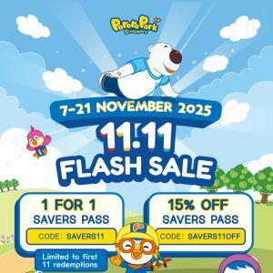 Pororo Park 11.11 Flash Sale: 1-for-1 Savers Pass & 15% Off (7–21 Nov 2025)