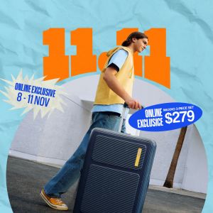 American Tourister 11.11 Sale: Maxivo 3-Piece Set $279 & Up to 60% Off (8–11 Nov 2025)