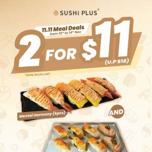 Sushi Plus 11.11 Sale: 2 for $11 Sushi Meal Deal (10–14 Nov 2025)