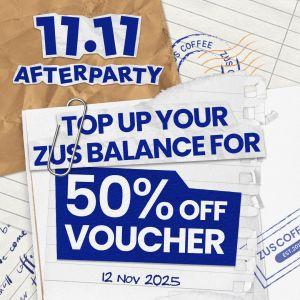 ZUS Coffee 11.11 After Party Promotion: 50% Off Voucher Deal (12 Nov 2025)