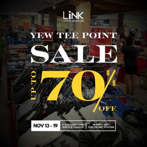 LiNK Atrium Sale at Yew Tee Point: Up to 70% OFF Branded Sportswear & Footwear (13–19 Nov 2025)